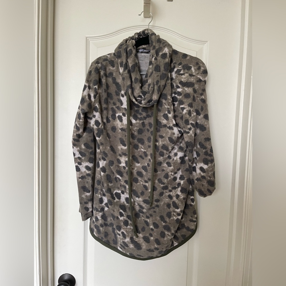 White Birch Gray-green, and Ivory Cowl neck, hoodie full length top. lar…